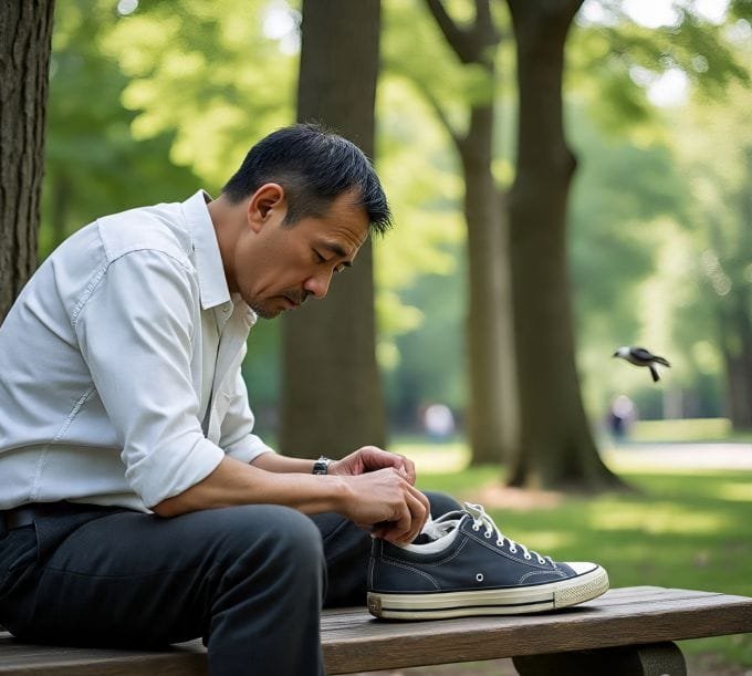 A man showing his men's shoe care skills