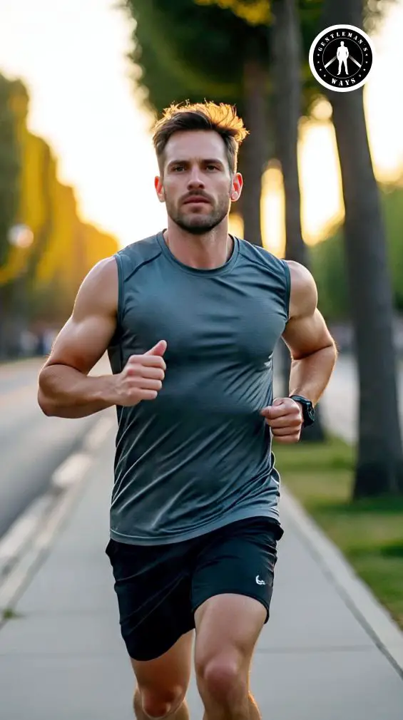 A man keeping fit with cardio by running