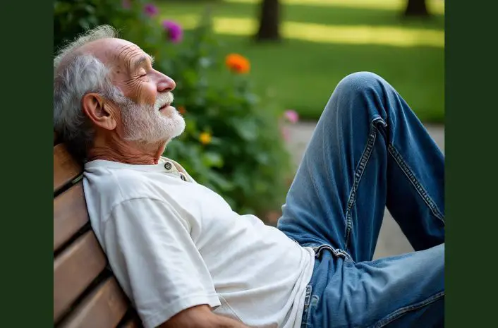 An older man in comfortable stretchy jeans