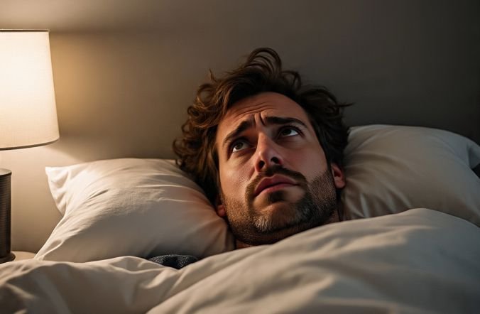 A man suffering from the effects of poor sleep in men