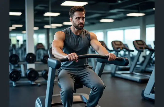 A man in gym machine to get fit