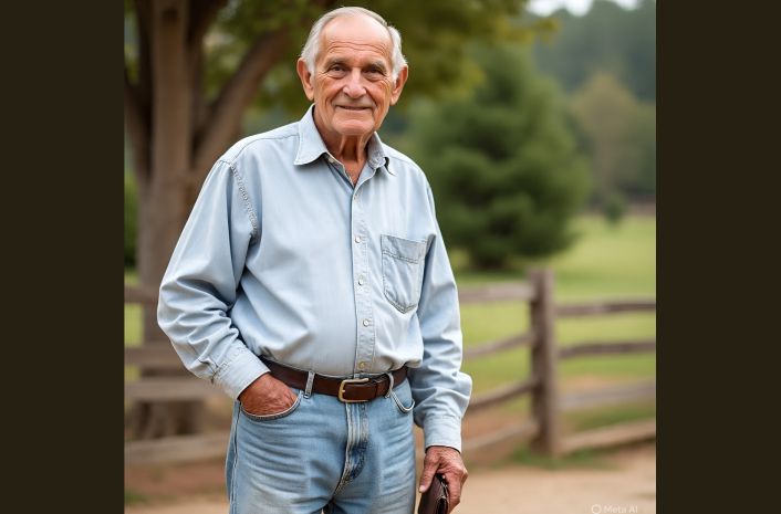 A 60s man in casual jeans