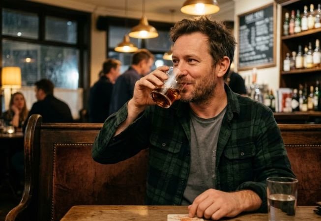 A man drinking alcohol