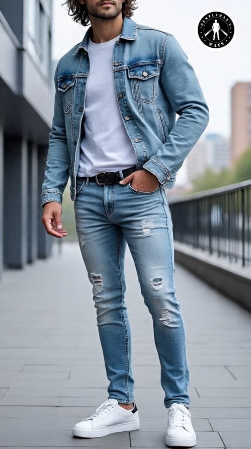 A man wearing Casual Denim Outfits for Men