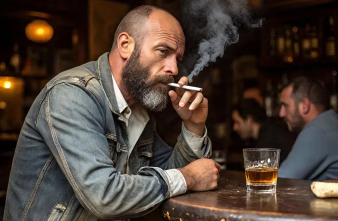 A man drinking and smoking, habits that destroy testosterone in men