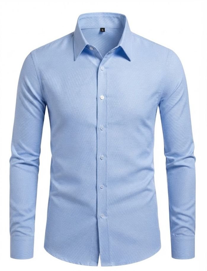 A blue men's Oxford shirt