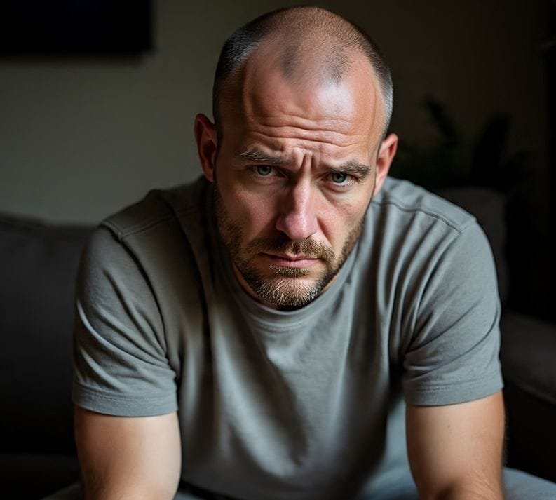 A man with signs of low testosterone in men over 50