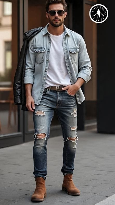 Seasonal denim outfits for men