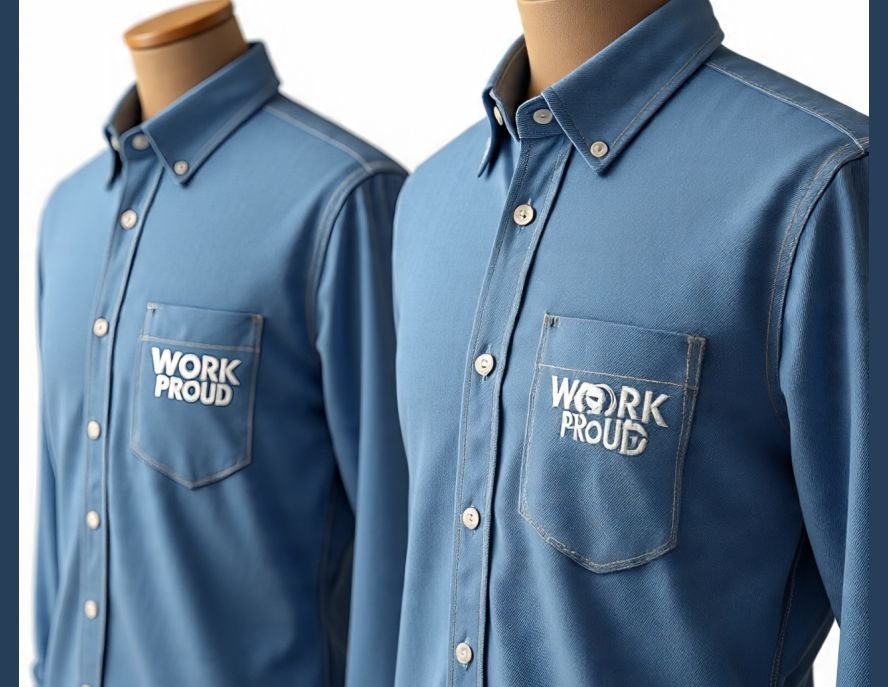 Embroidered Men's Chambray Work Shirts