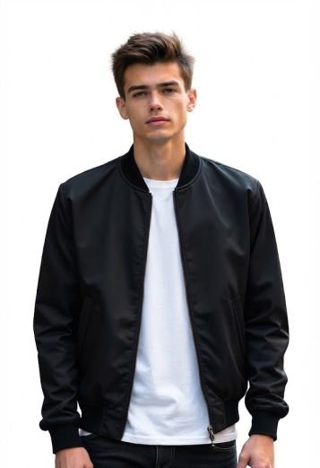 A man wearing a bomber jacket