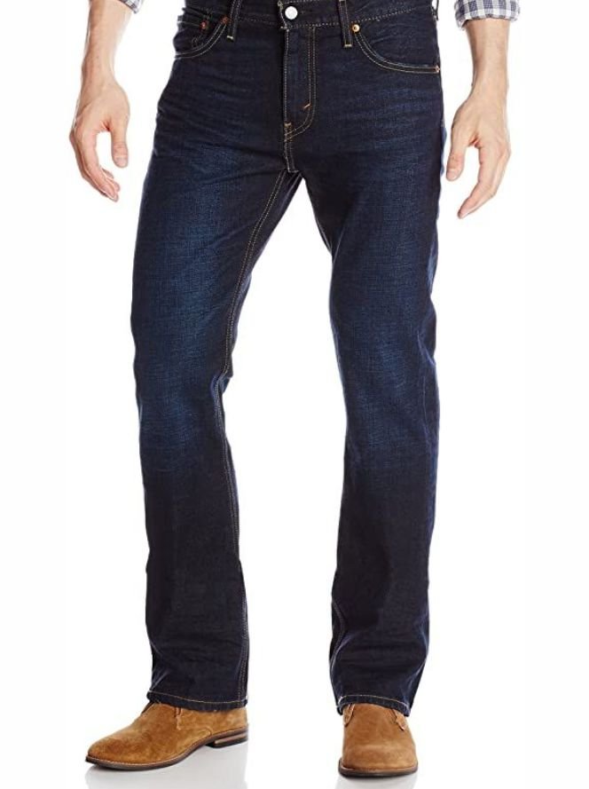A man in a men's bootcut jeans