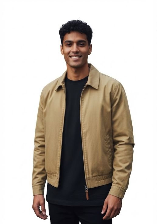 A man in a men's Harrington jacket