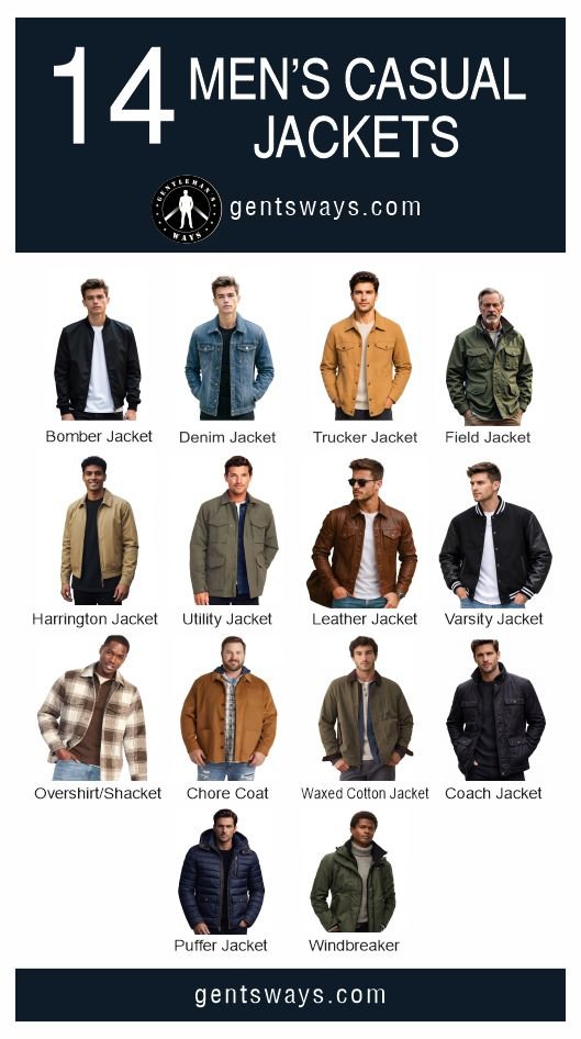 Different types of men's casual jacket