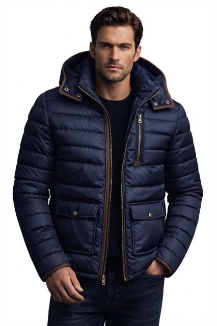 A man wearing a puffer jacket