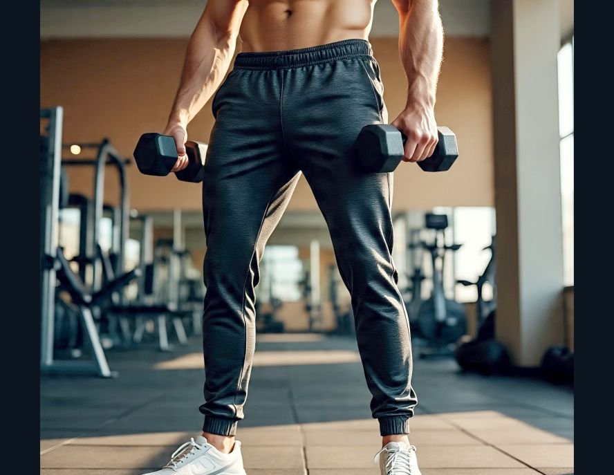 A man putting on joggers for sports