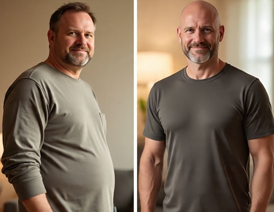 A man who has lost belly fat