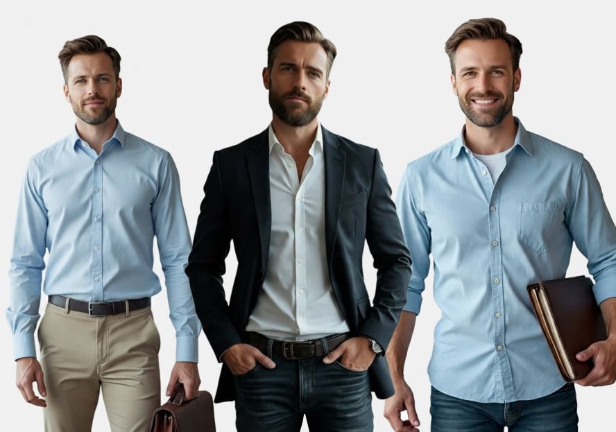Three men in Men’s Business Casual Fashion