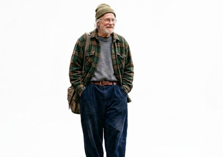 Older man in baggy jeans