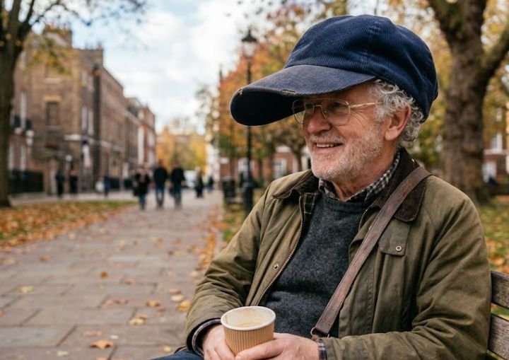 An older man with oversized cap