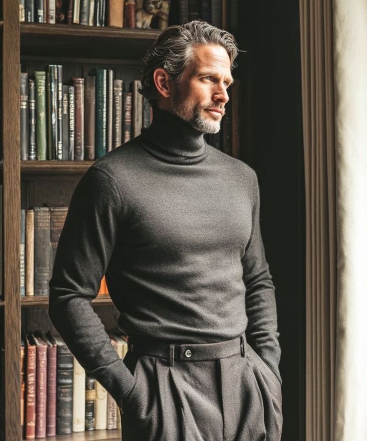 A man in pleated pants
