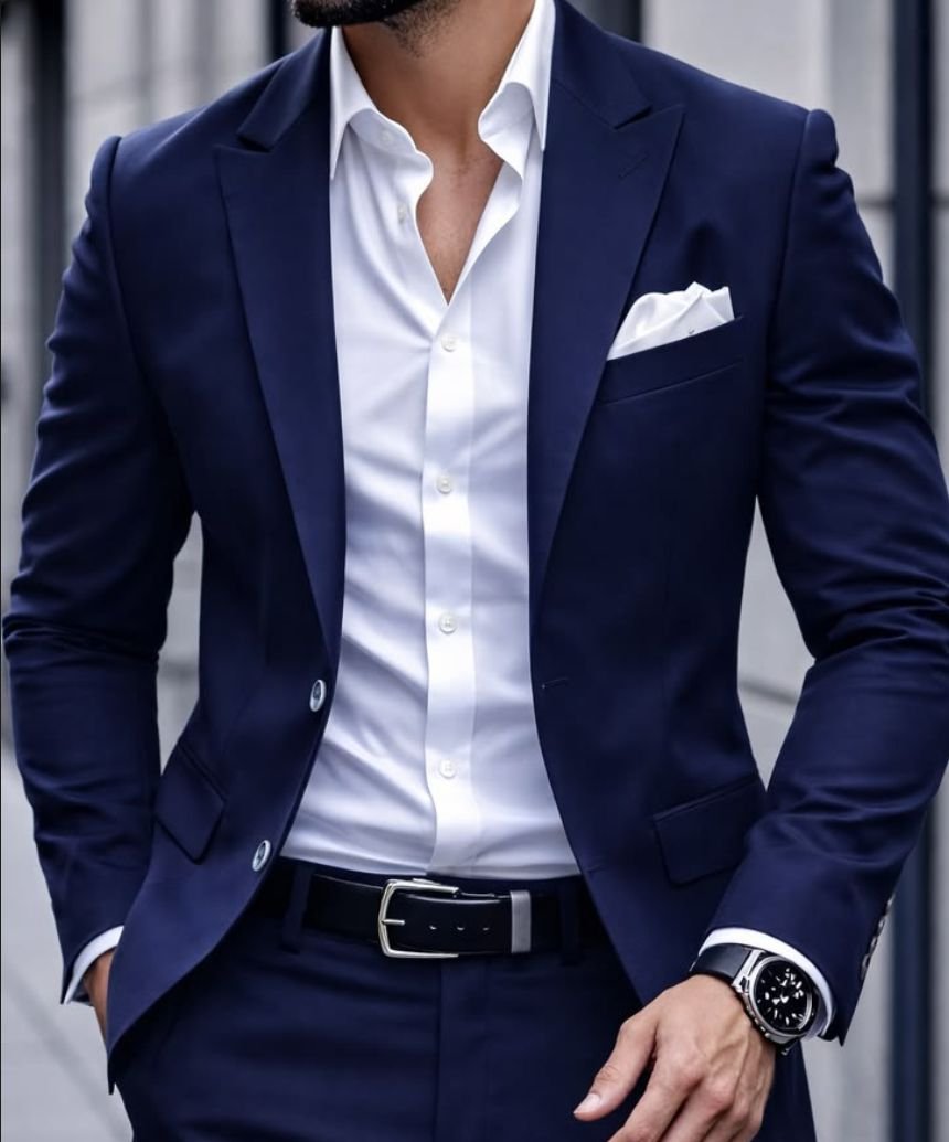 A man in navy blazers