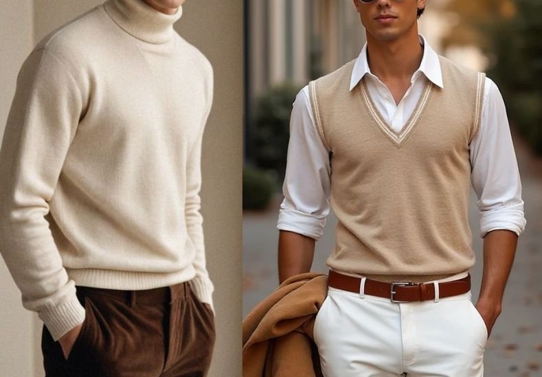 Men's knitwear sweaters in old money style
