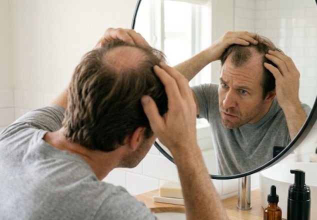 A man battling with hair loss