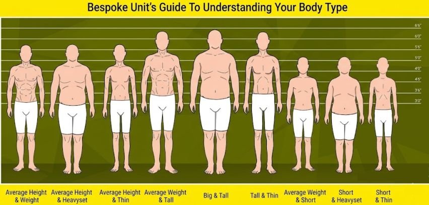 Men's body type and frame chart