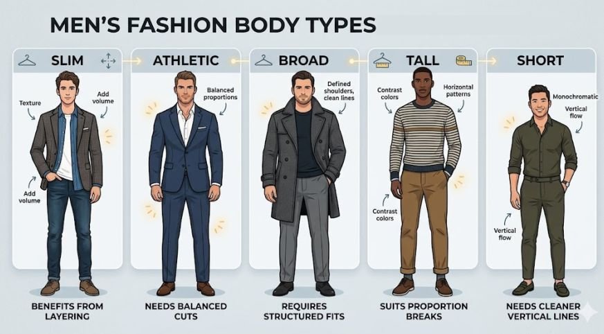 Different types of men's bodies for fashion