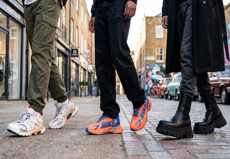 Men wearing Statement Sneakers and Chunky Footwear
