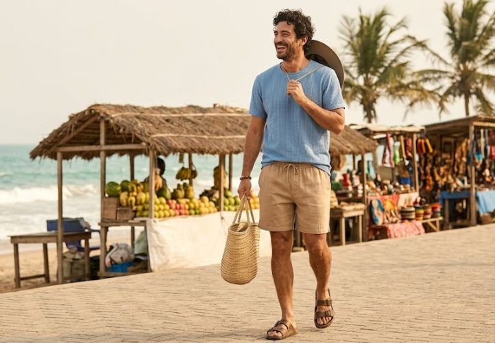 A man in a Summer: Light Fabrics, Shorts, and Breathable Tees