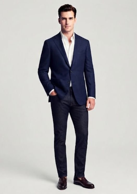 A wedding guest in a Blazer With Jeans outfit
