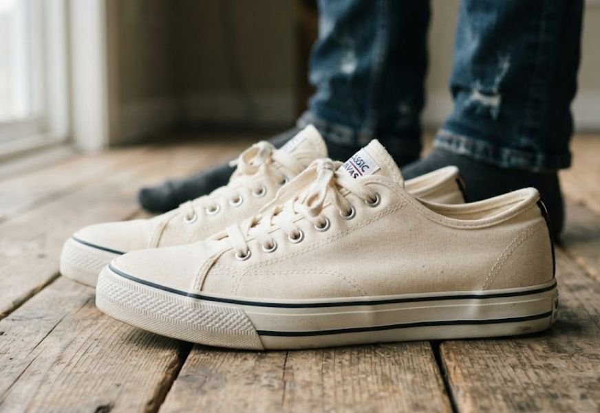 A pair of canvas sneakers for men