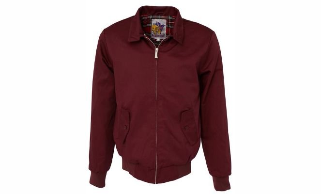 An oxblood men's Harrington jacket