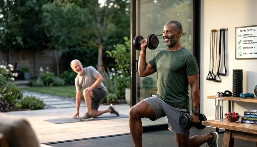 Older men doing exercise to stay fit