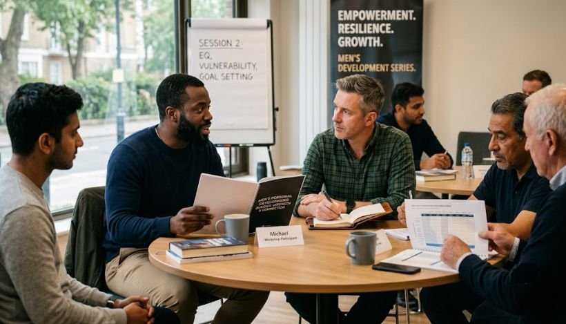 Personal development for men - Men in a gathering for personal growth