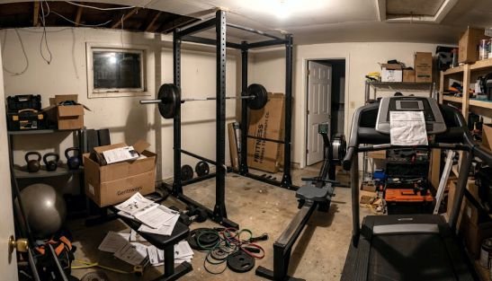 A home gym with space mismangement