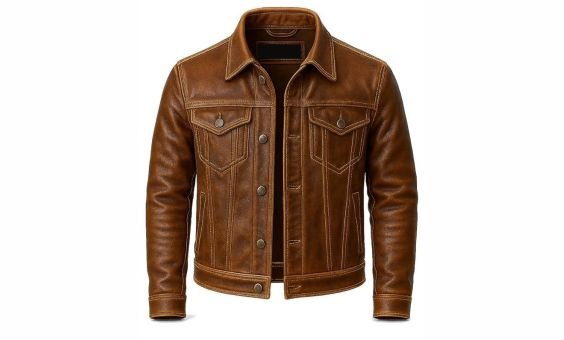A brown men's leather jacket