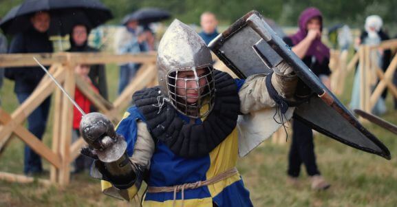 A knight in his armour depicting the knightly virtues in medieval time