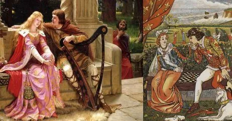 A troubadour display of courtly romance in the medieval era