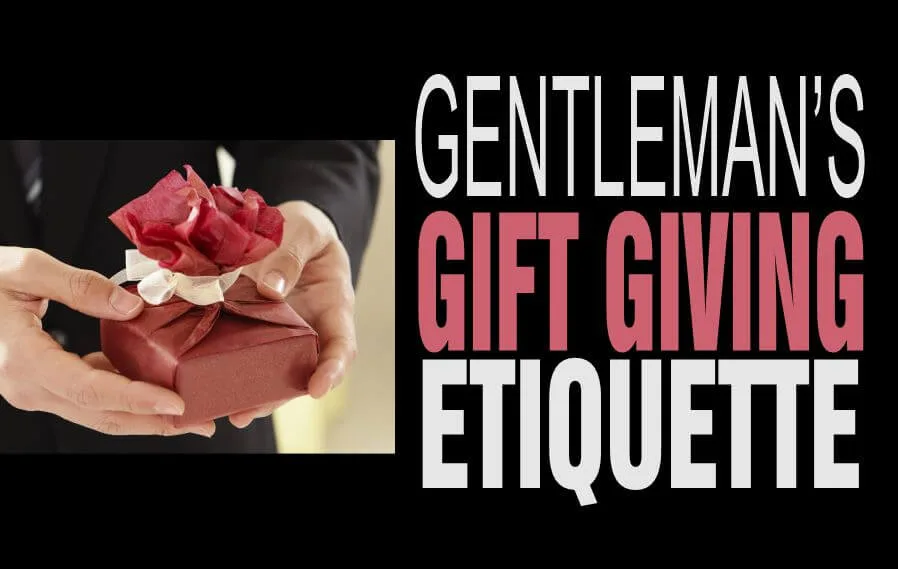 A man presenting a gift in demonstration of gentleman's gift giving etiquette