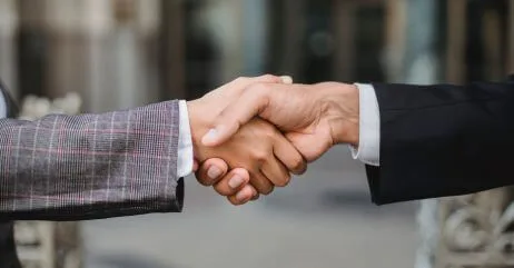 Depiction of hand orientation when shaking a hand