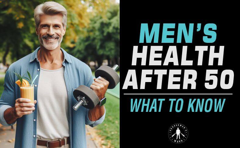 A healthy man taking men's health after 50 serious