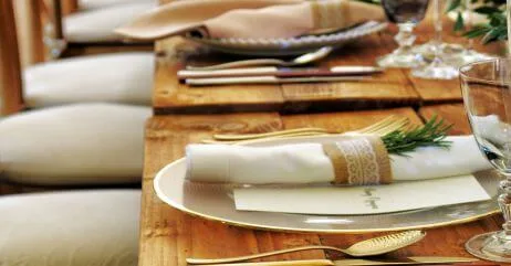 Dinner napkins ready to be used during meal