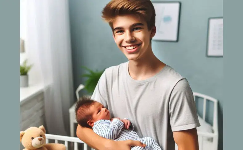 A young with his newborn to demonstrate young fatherhood