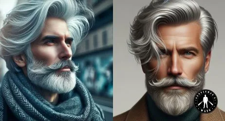 Salt and pepper hair side by side with silver fox hair