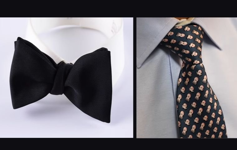 The bow tie and necktie in depicting tie etiquette