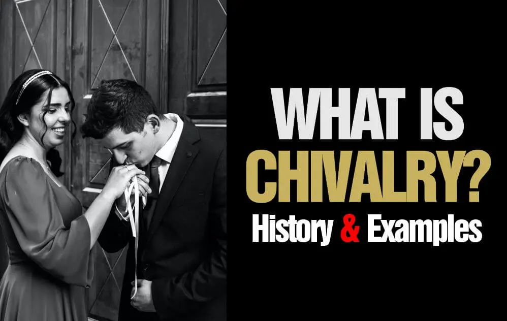 A man kissing the hand of a woman in a chivalrous move, answering the question: What is chivalry?