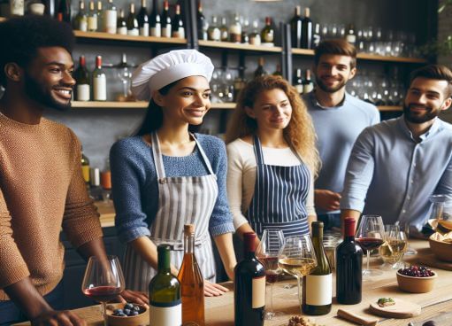 Wine enthusiasts appreciating wine