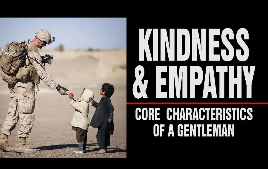 A soldier accepting a gift from kids to demonstrate kindness and empathy
